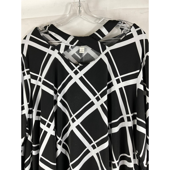 Cato Black White Geometric Print Long Sleeve Tunic Top Plus Size 18/20 Used - Picture 5 of 5